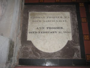 Dorstone - Herefordshire - St. Faith - memorial plaque Prosser